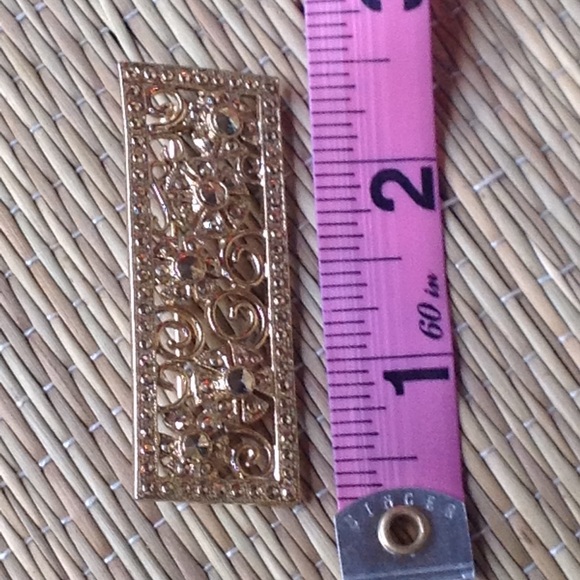 Gold Filagree Floral Rivoli some Stud Bar Pin Brooch - Picture 6 of 7